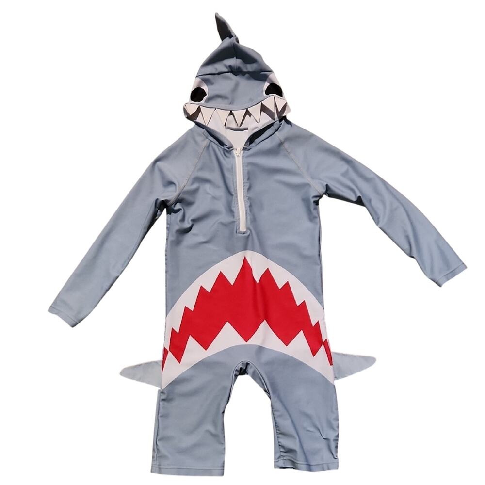 Kids 4T/5T Baby Shark One-Piece Costume Outfit Light Gray & Red